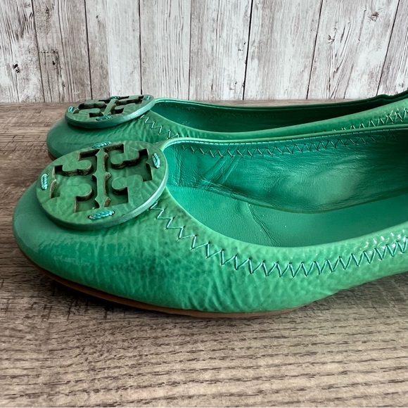 Tory Burch Patent Leather Teal Loafers - Picture 3 of 9